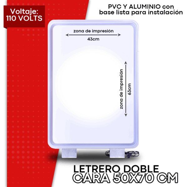 LETRERO LED DOBLE CARA RECTANGULAR 50X70 CM - Image 4