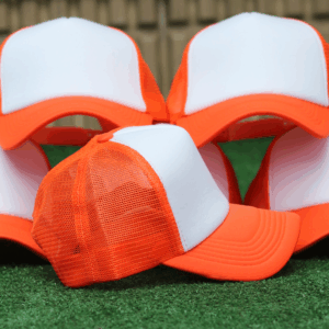 PAQ. 12 GORRAS NARANJA CON BLANCO