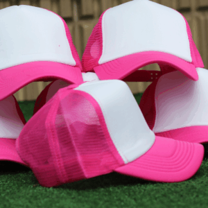 PAQ. 12 GORRAS ROSA CON BLANCO