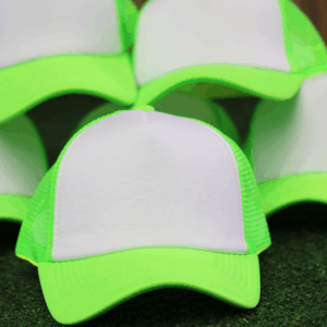 PAQ. 12 GORRAS VERDE NEON CON BLANCO